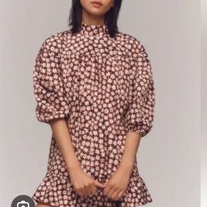 Anthropologie Brown & White Star Dress - Size Small - Like New Without Tags